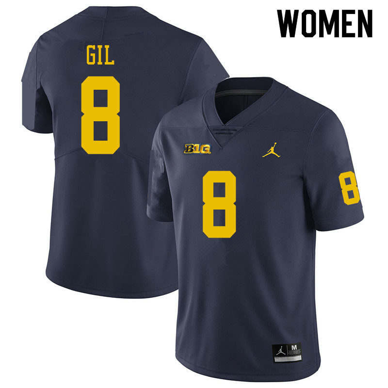 Women #8 Devin Gil Michigan Wolverines College Football Jerseys Sale-Navy
